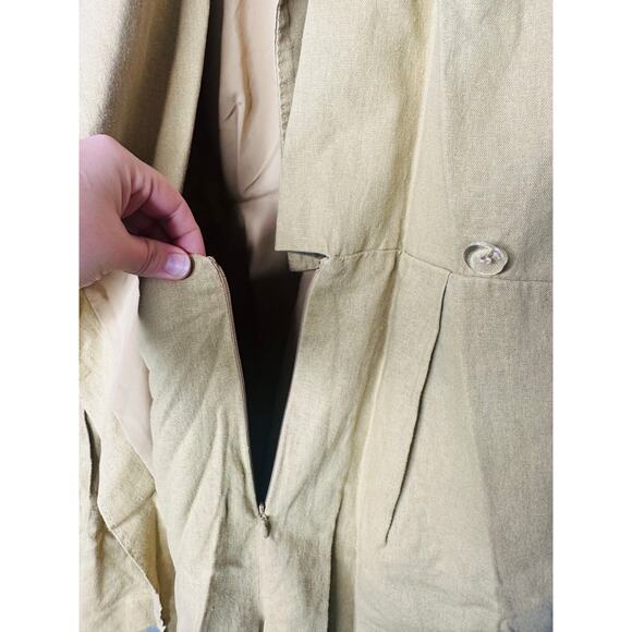 TOCCIN X RTR Khaki Brown Linen Blend Belted Utility Sarong Romper Size 10 - Picture 12 of 16